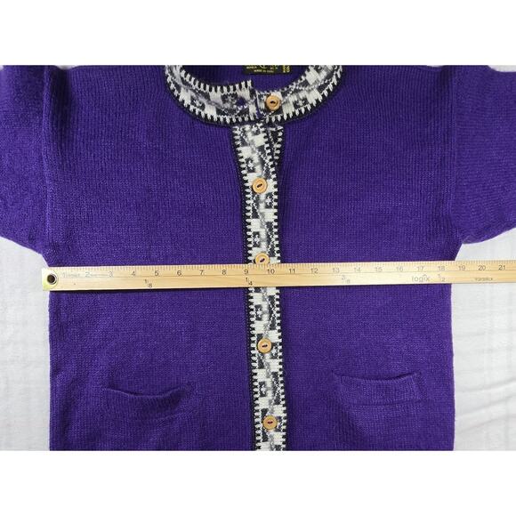 South American Side Alpaca Wool Sweater Button Cardigan Large Peru S - Picture 4 of 8